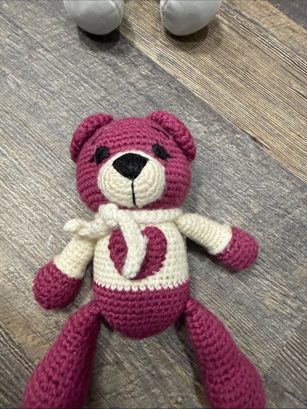 Handmade Pink & Cream Crocheted Teddy Bear Plush Toy for kids